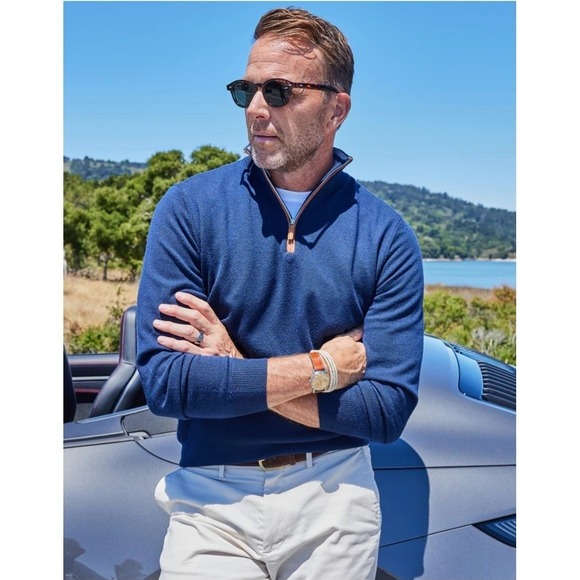 Collars and Co Cashmere Touch Australian Merino Quarter Zip Sweater Size Medium - Picture 2 of 9